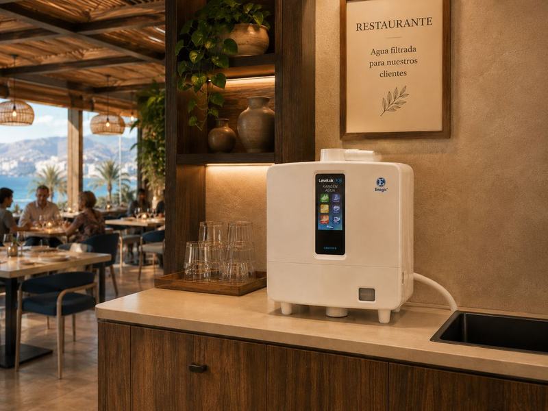Ionizador de agua en la barra de un restaurante