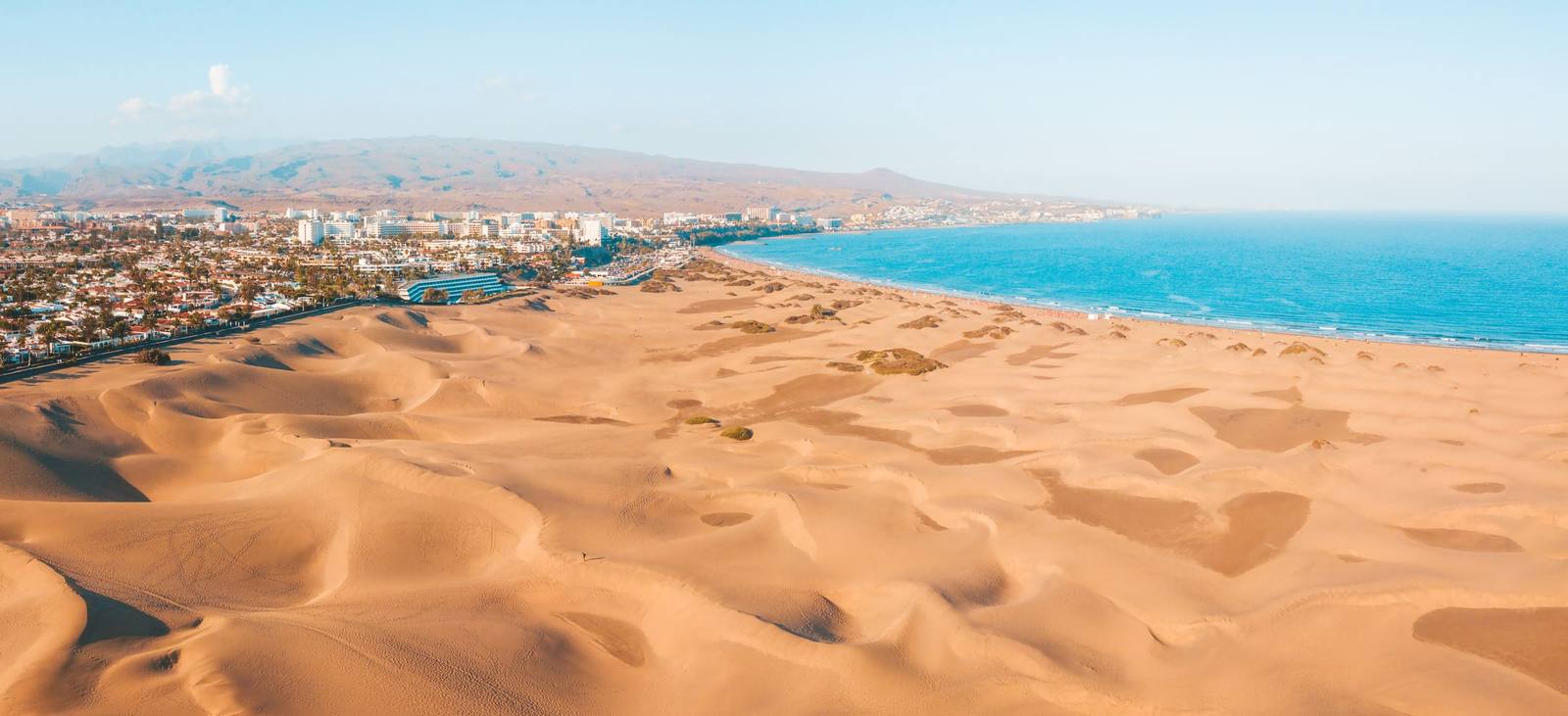 Vista aérea de las Dunas de Maspalomas, Gran Canaria